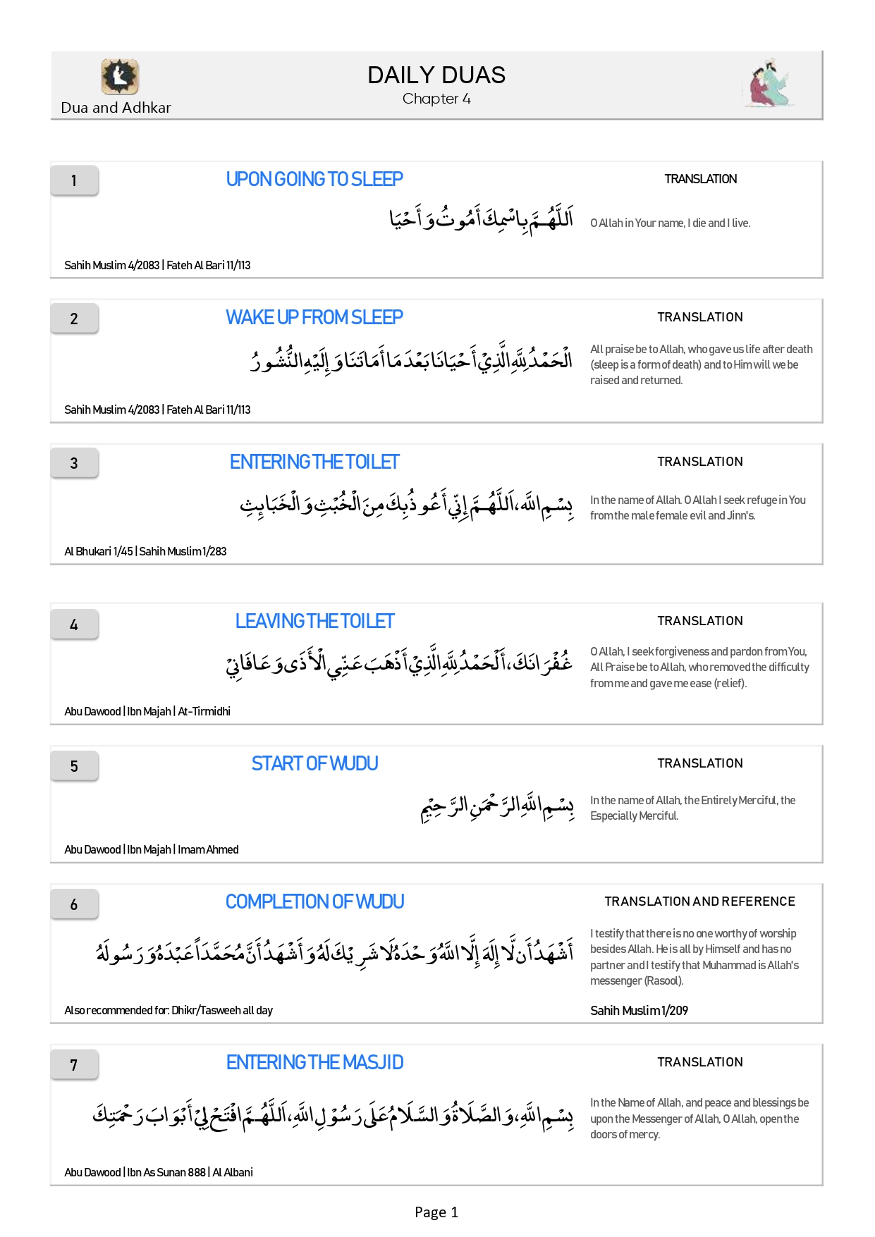 Daily Essential Duas - Page 1