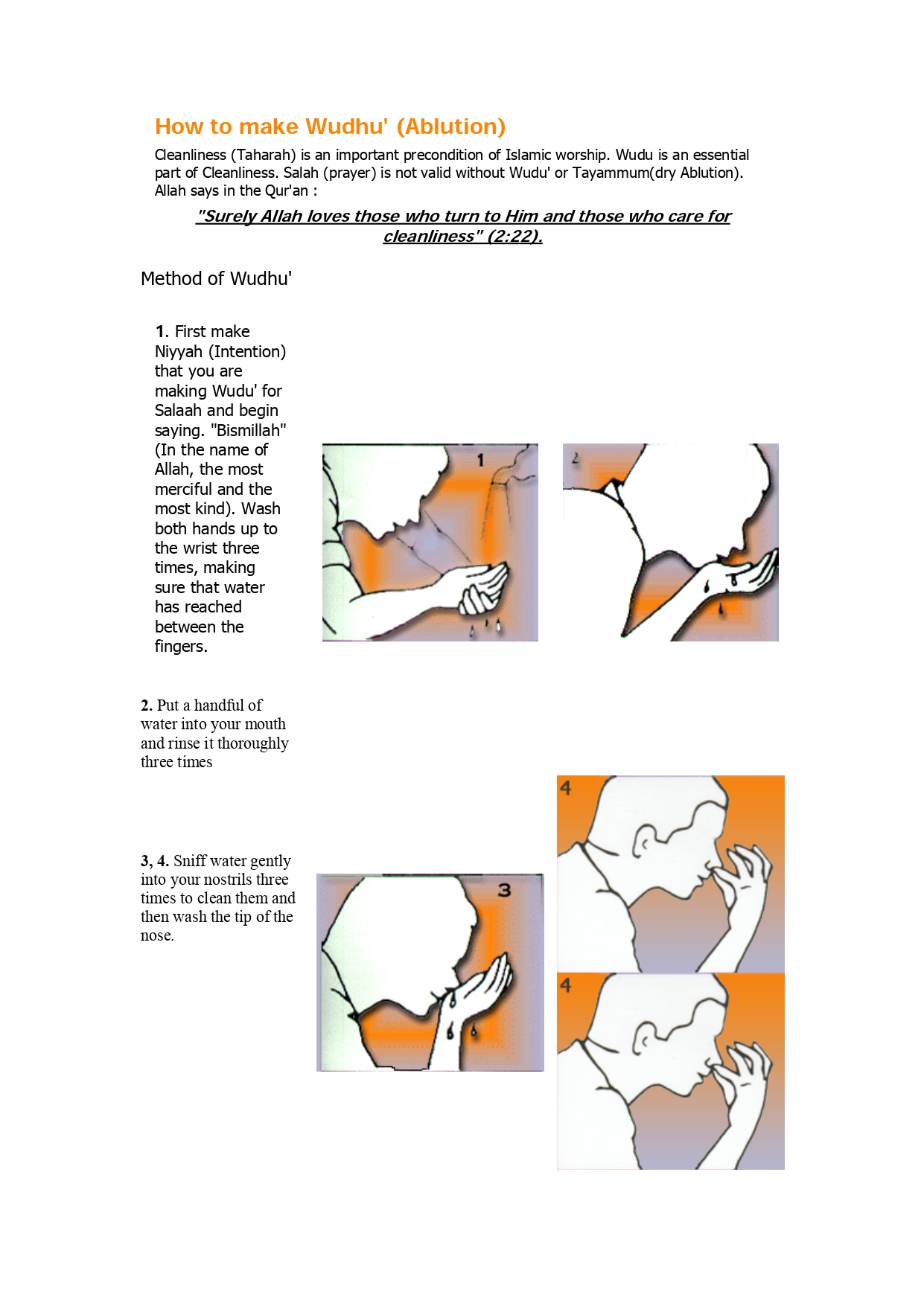 How to make Wudhu - Page 1 (steps & pics)
